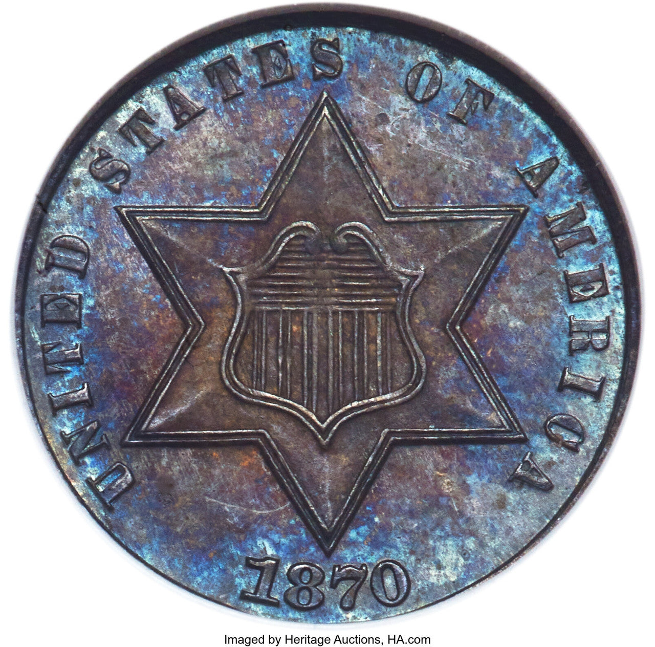 1870 3CS Three Cent Silver NGC MS65