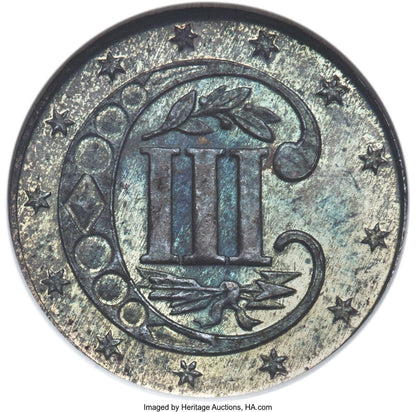 1870 3CS Three Cent Silver NGC MS65