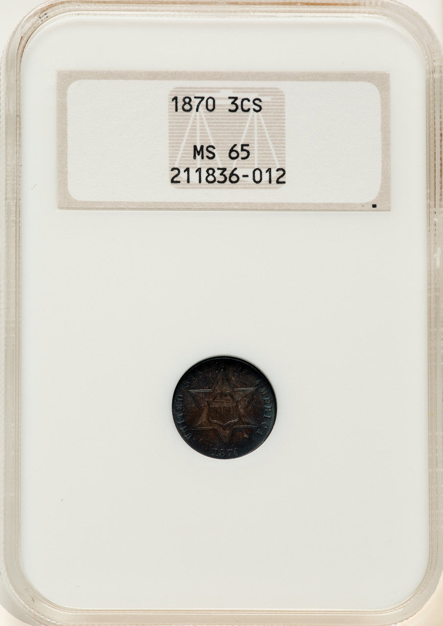 1870 3CS Three Cent Silver NGC MS65