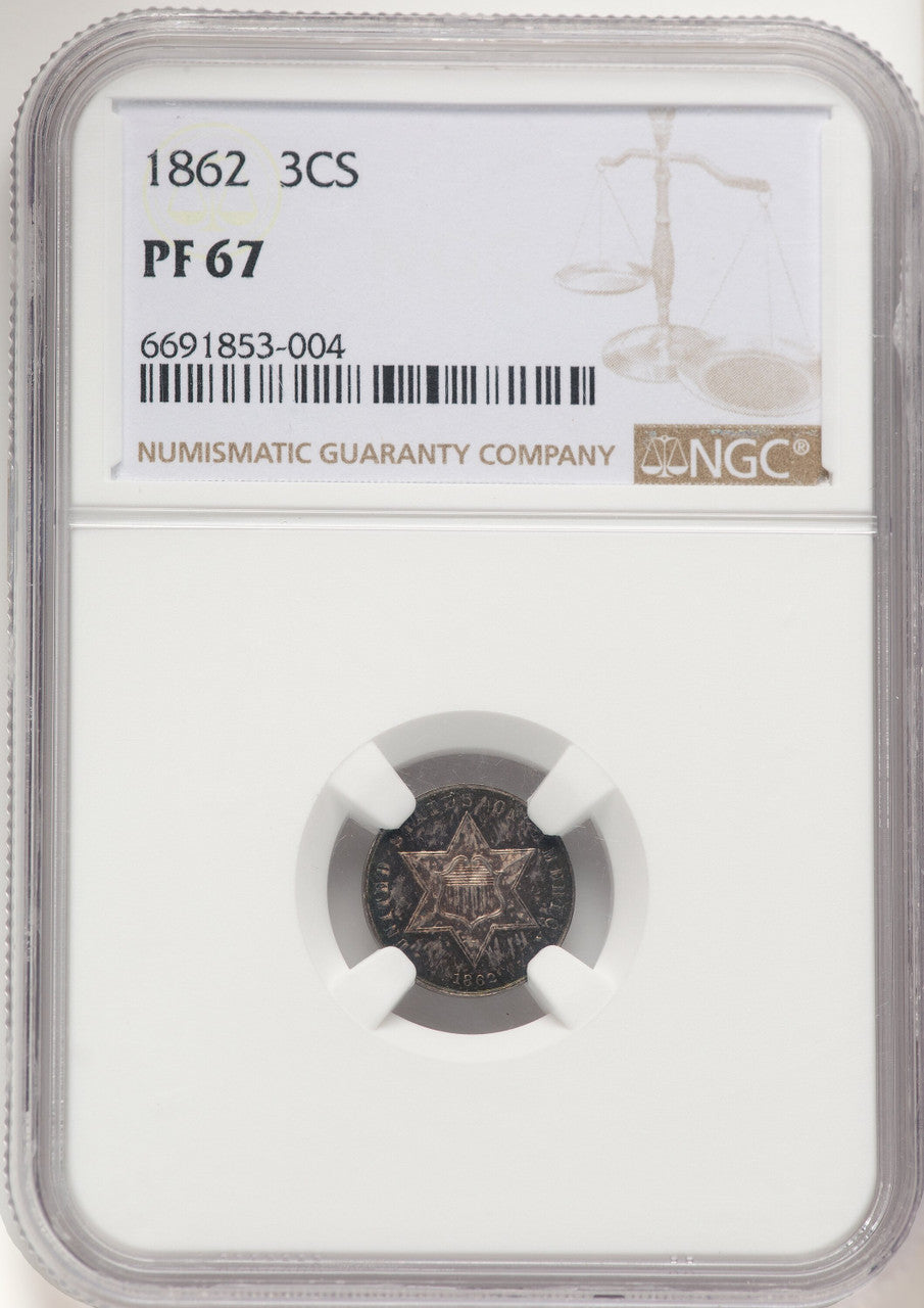 1862 3CS Proof Three Cent Silver NGC PR67