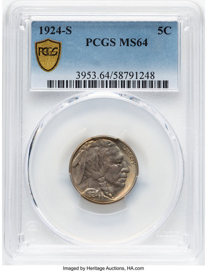 1924-S 5C Buffalo Nickel PCGS MS64