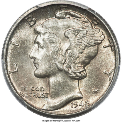 1942/1-D 10C FS-101 FB CAC Mercury Dime PCGS MS64+