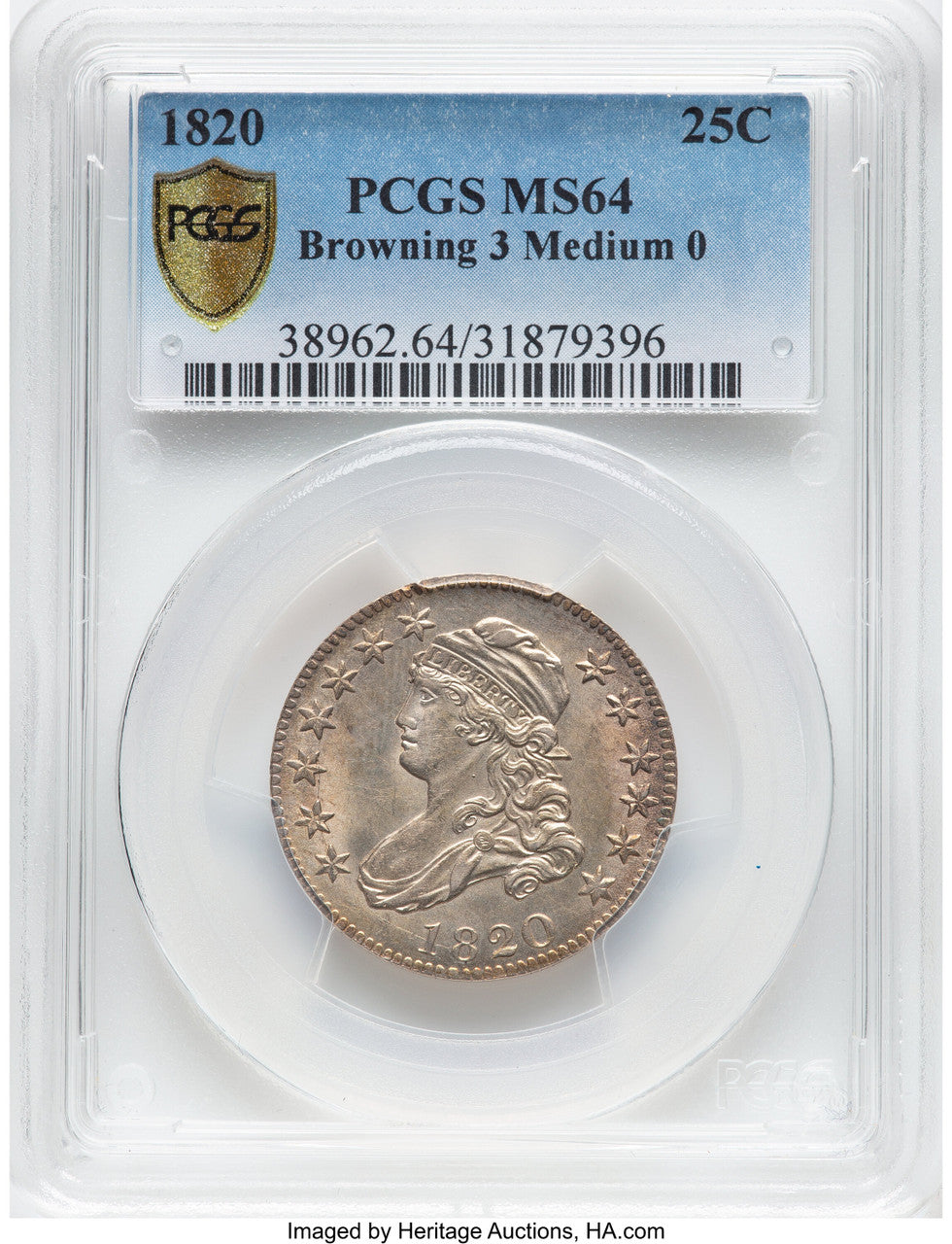 1820 25C B-3 Bust Quarter PCGS MS64