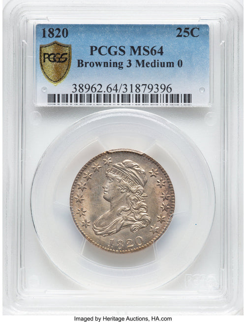 1820 25C B-3 Bust Quarter PCGS MS64