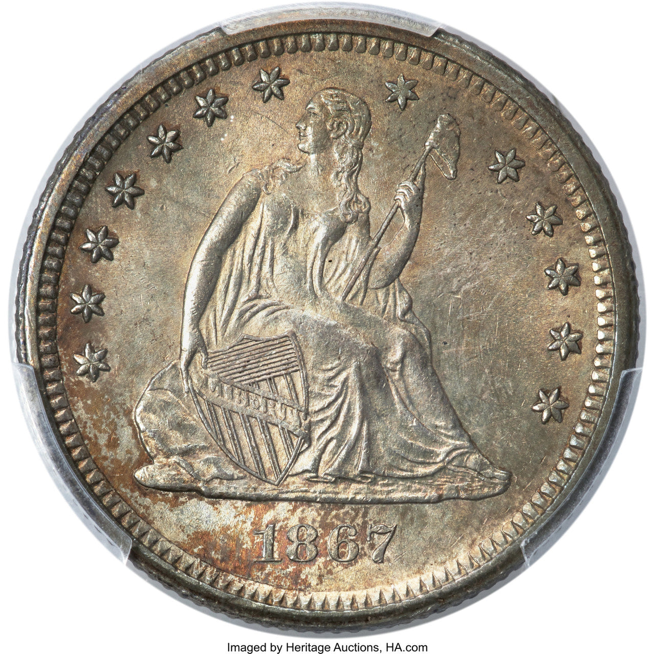 1867-S 25C Seated Quarter PCGS MS64