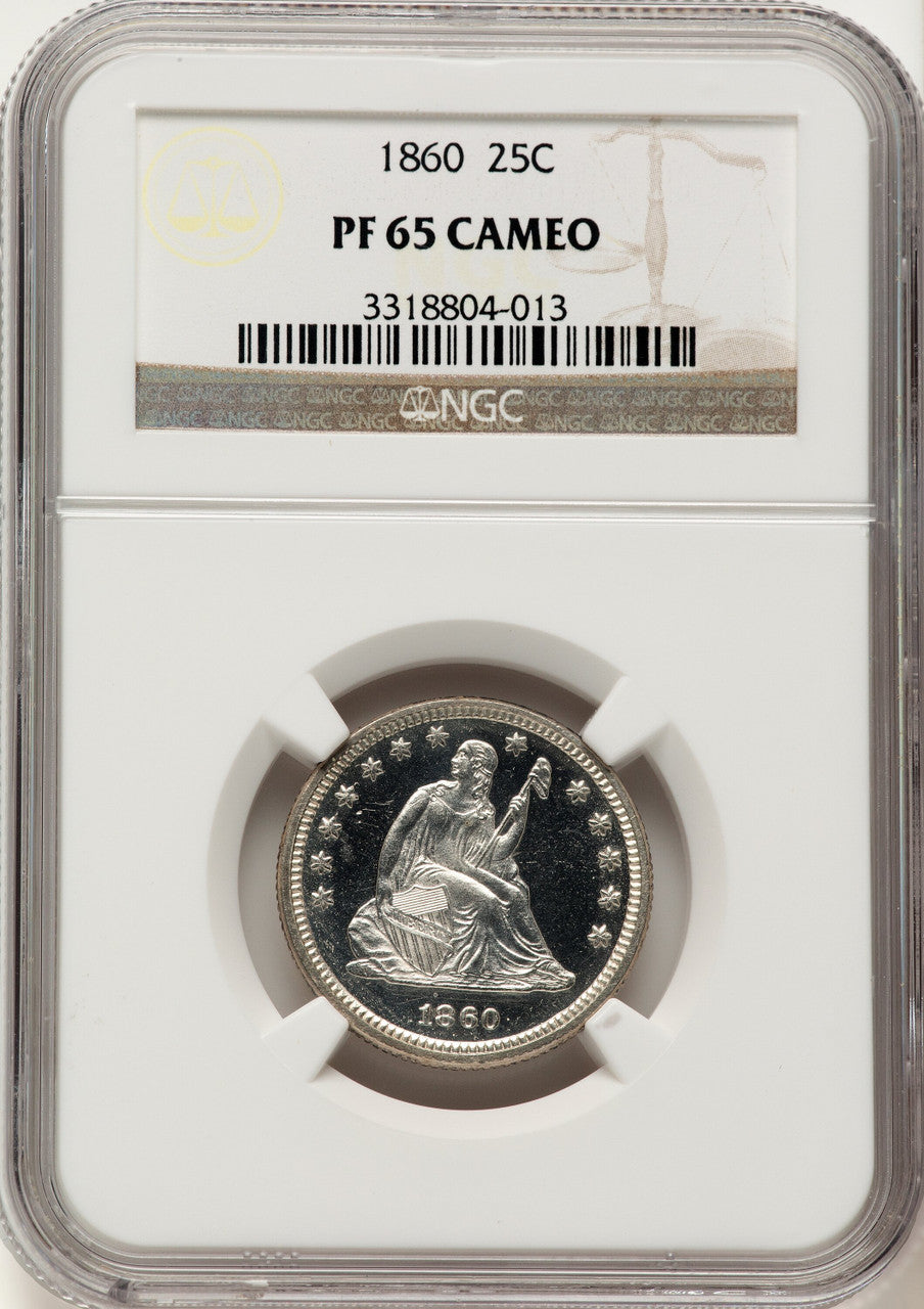 1860 25C CA Proof Seated Quarter NGC PR65