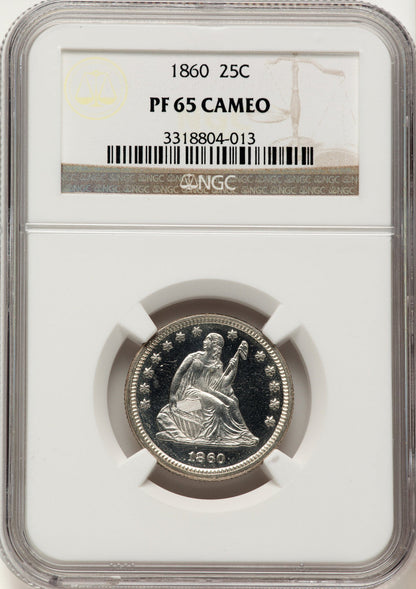 1860 25C CA Proof Seated Quarter NGC PR65