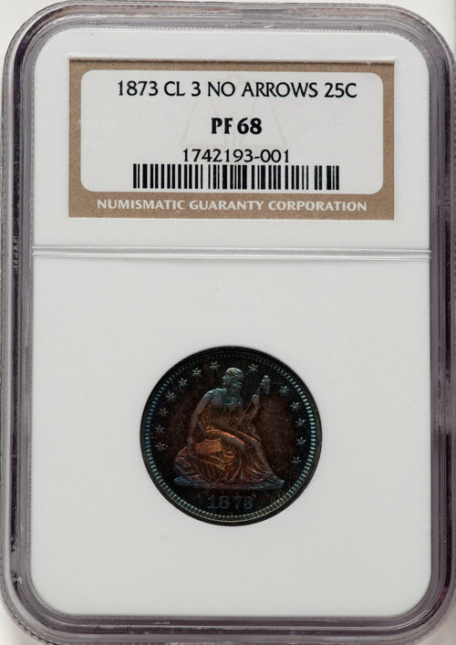 1873 No Arrows Proof Seated Quarter NGC PR68