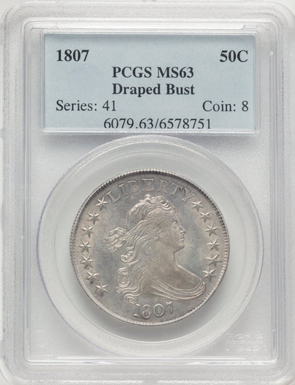 1807 50C Draped Bust Early Half Dollar PCGS MS63