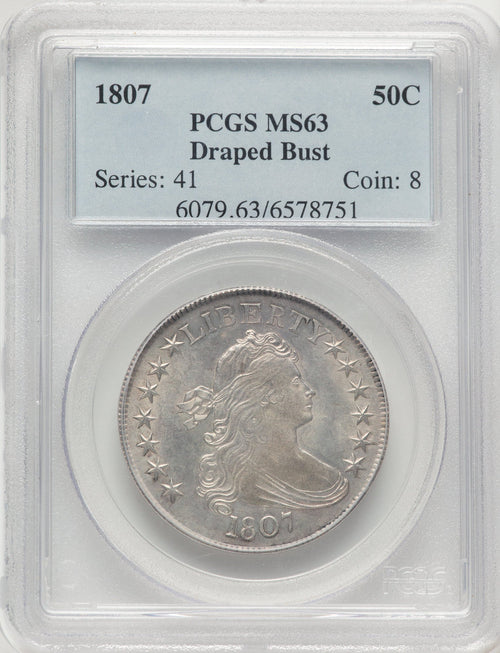 1807 50C Draped Bust Early Half Dollar PCGS MS63