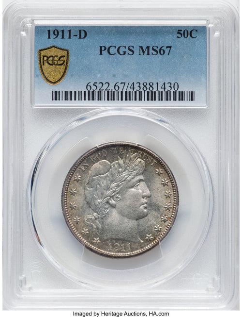 1911-D 50C Barber Half Dollar PCGS MS67
