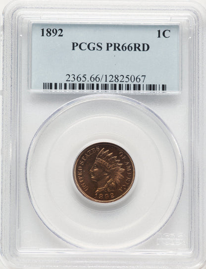 1892 1C RD Proof Indian Cent PCGS PR66