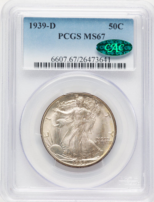 1939-D 50C CAC Walking Liberty Half Dollar PCGS MS67