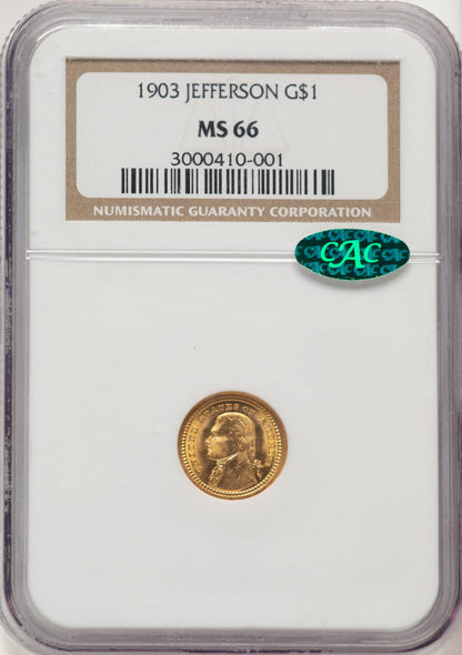 1903 G$1 JEFF CAC Commemorative Gold NGC MS66