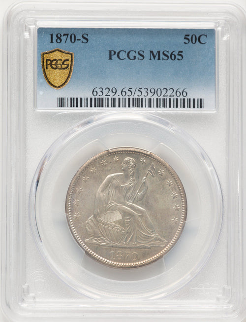 1870-S 50C Seated Half Dollar PCGS MS65