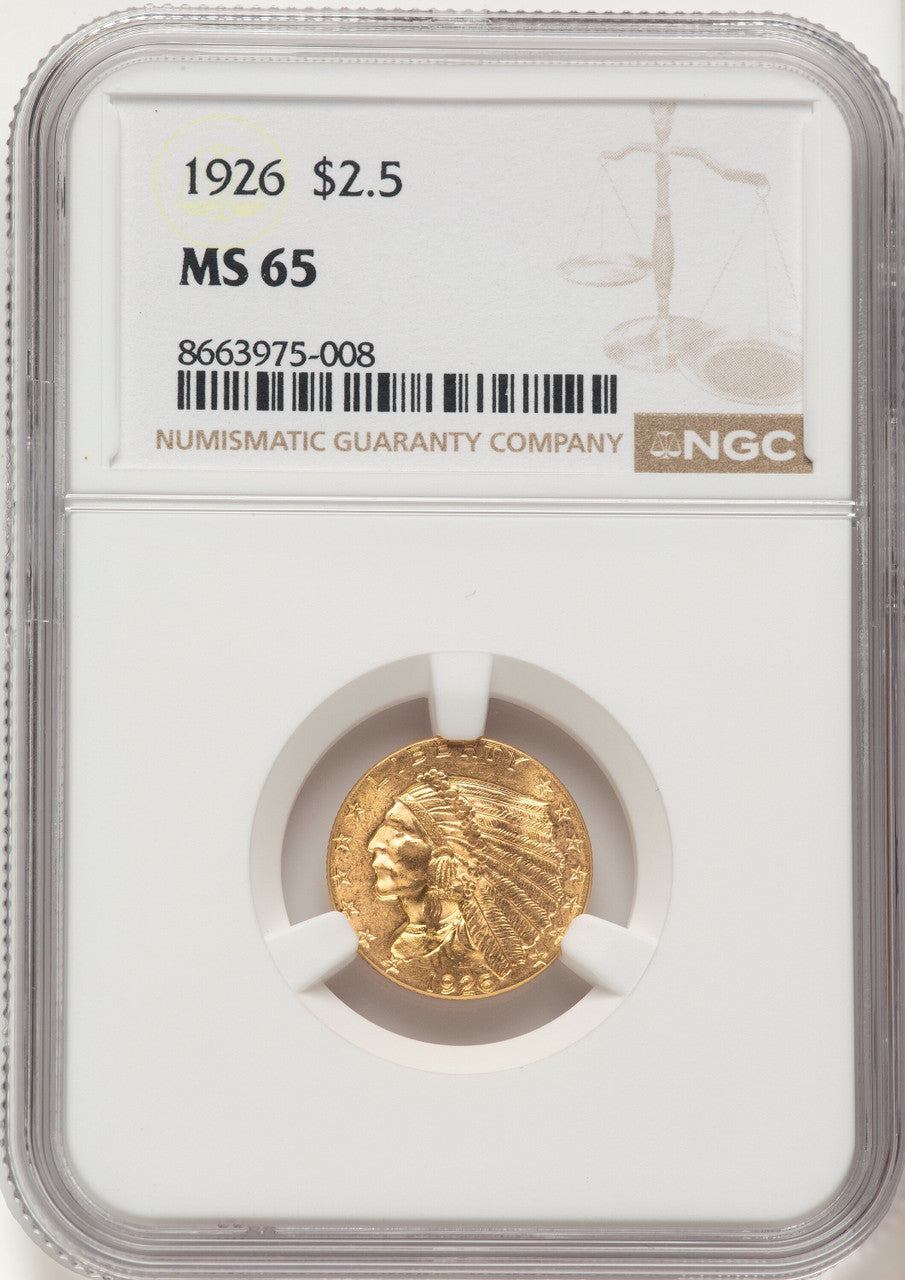 1926 $2.50 Indian Quarter Eagle NGC MS65