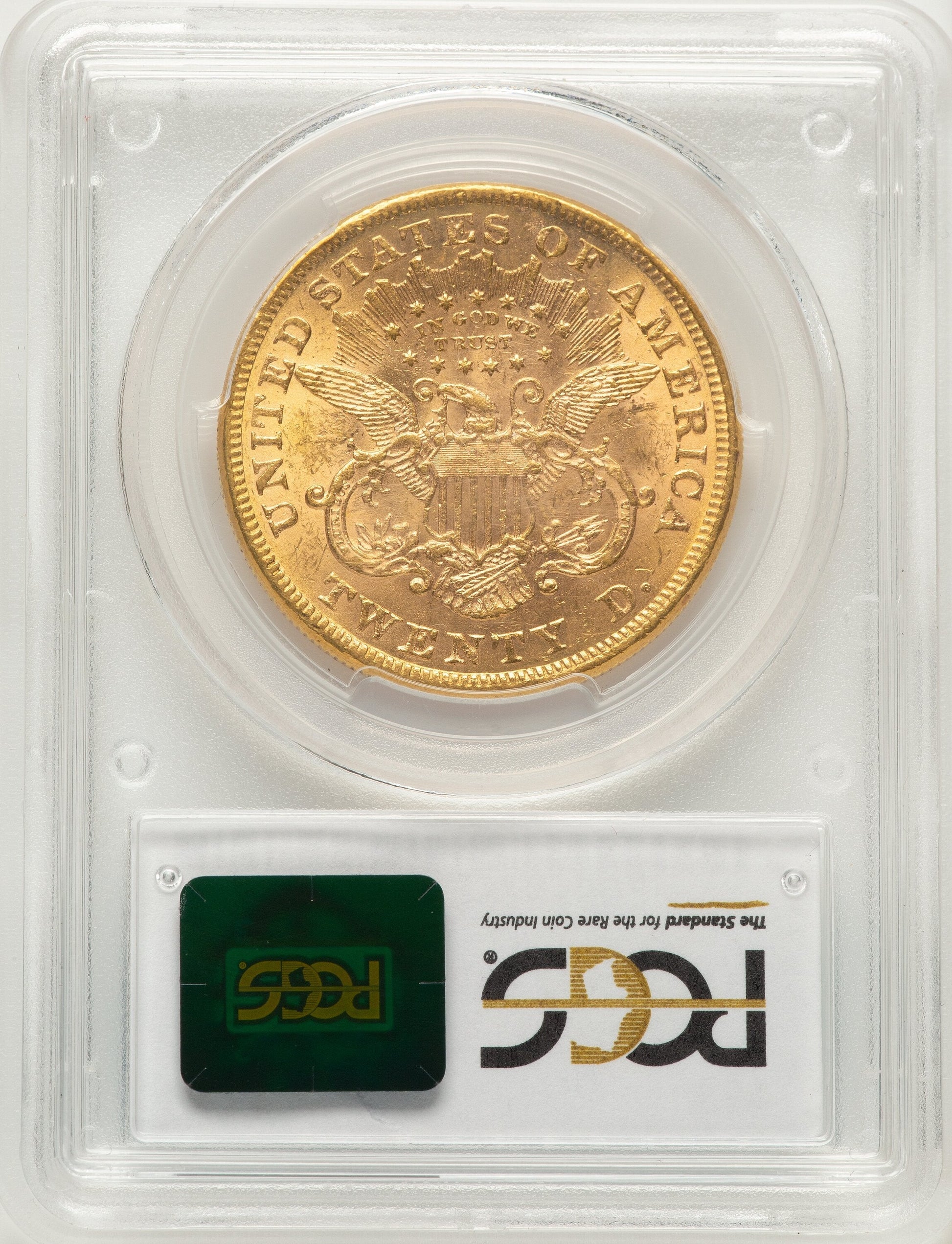 1873 $20 OPEN 3 CAC Liberty Double Eagle PCGS MS61