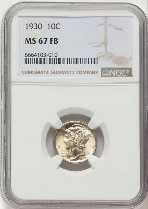 1930 10C FB Mercury Dime NGC MS67