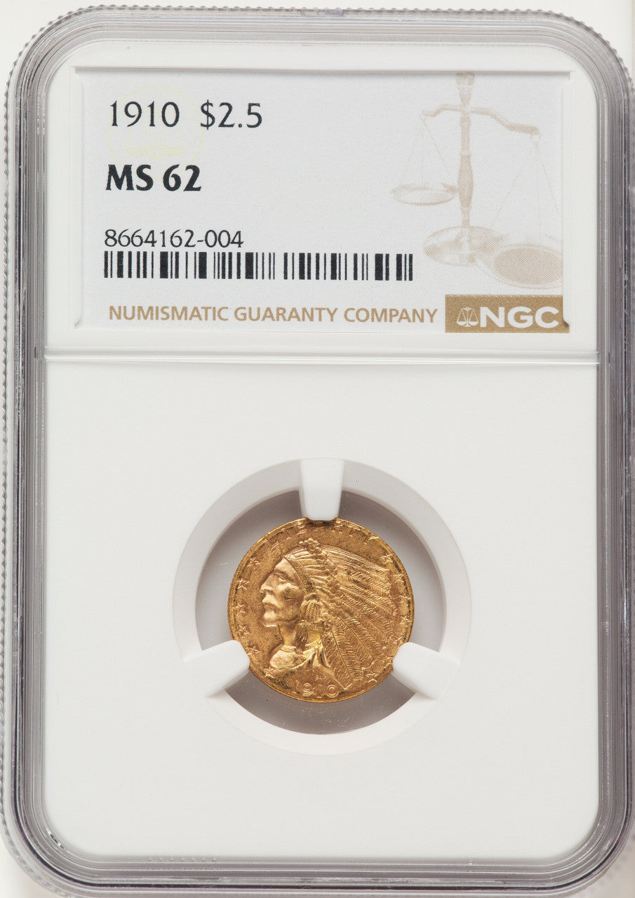 1910 $2.50 Indian Quarter Eagle NGC MS62