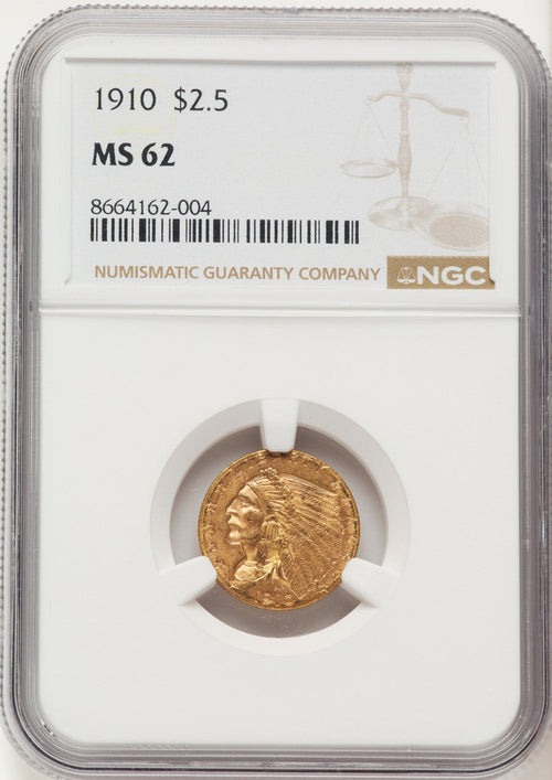 1910 $2.50 Indian Quarter Eagle NGC MS62