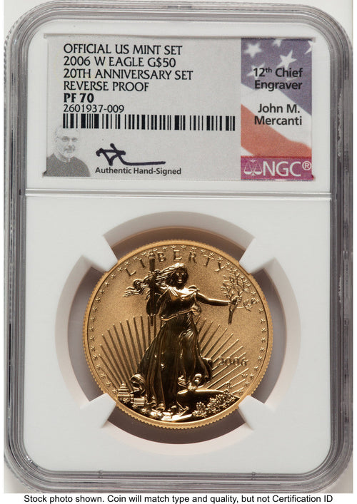 2006-W Reverse Proof Gold Eagle 1 oz John NGC PF70 Mercanti