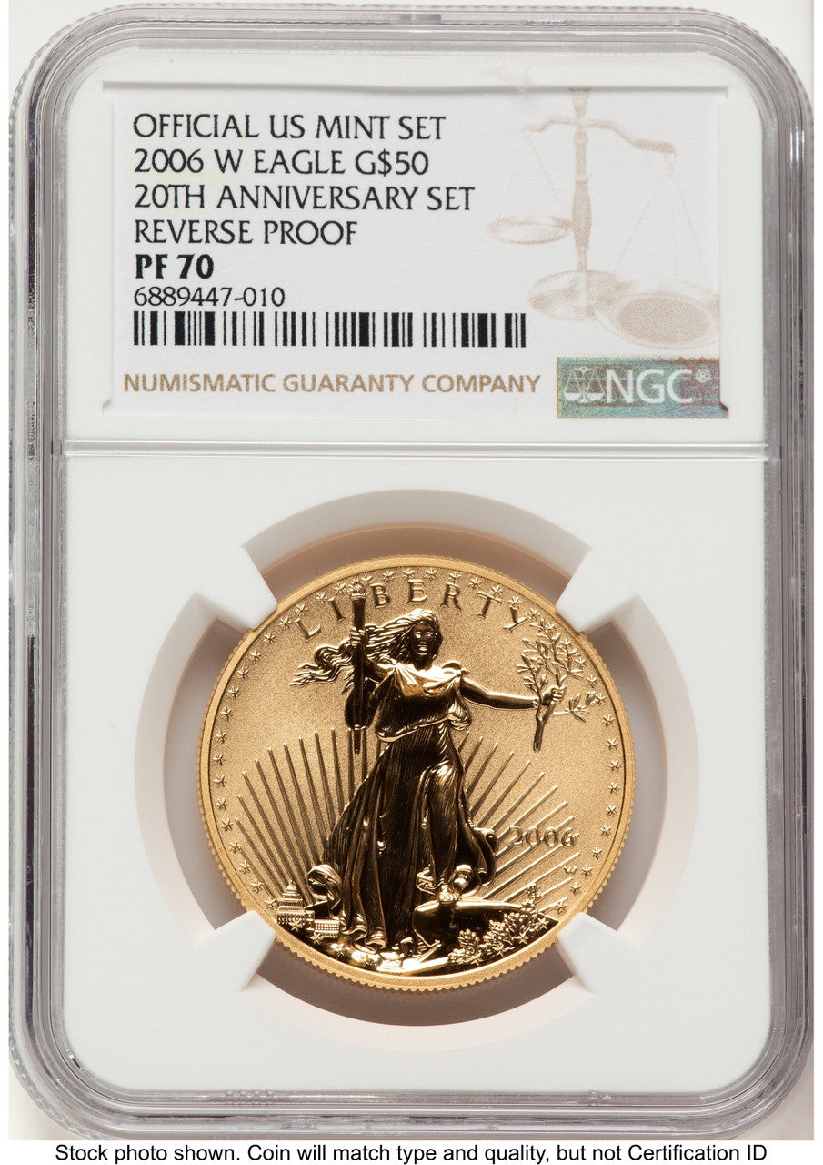 2006-W Reverse Proof Gold Eagle 1 oz Brown Label NGC PF70