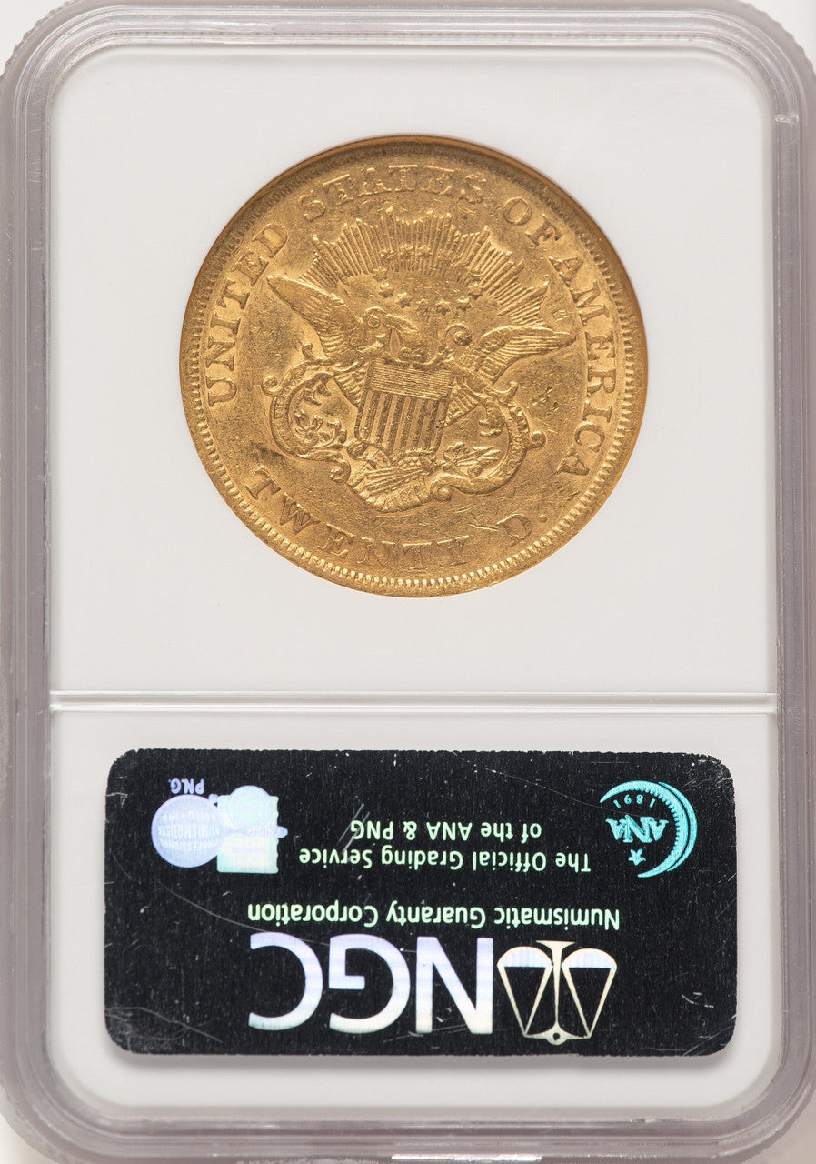 1854 $20 Small Date Liberty Double Eagle NGC AU53