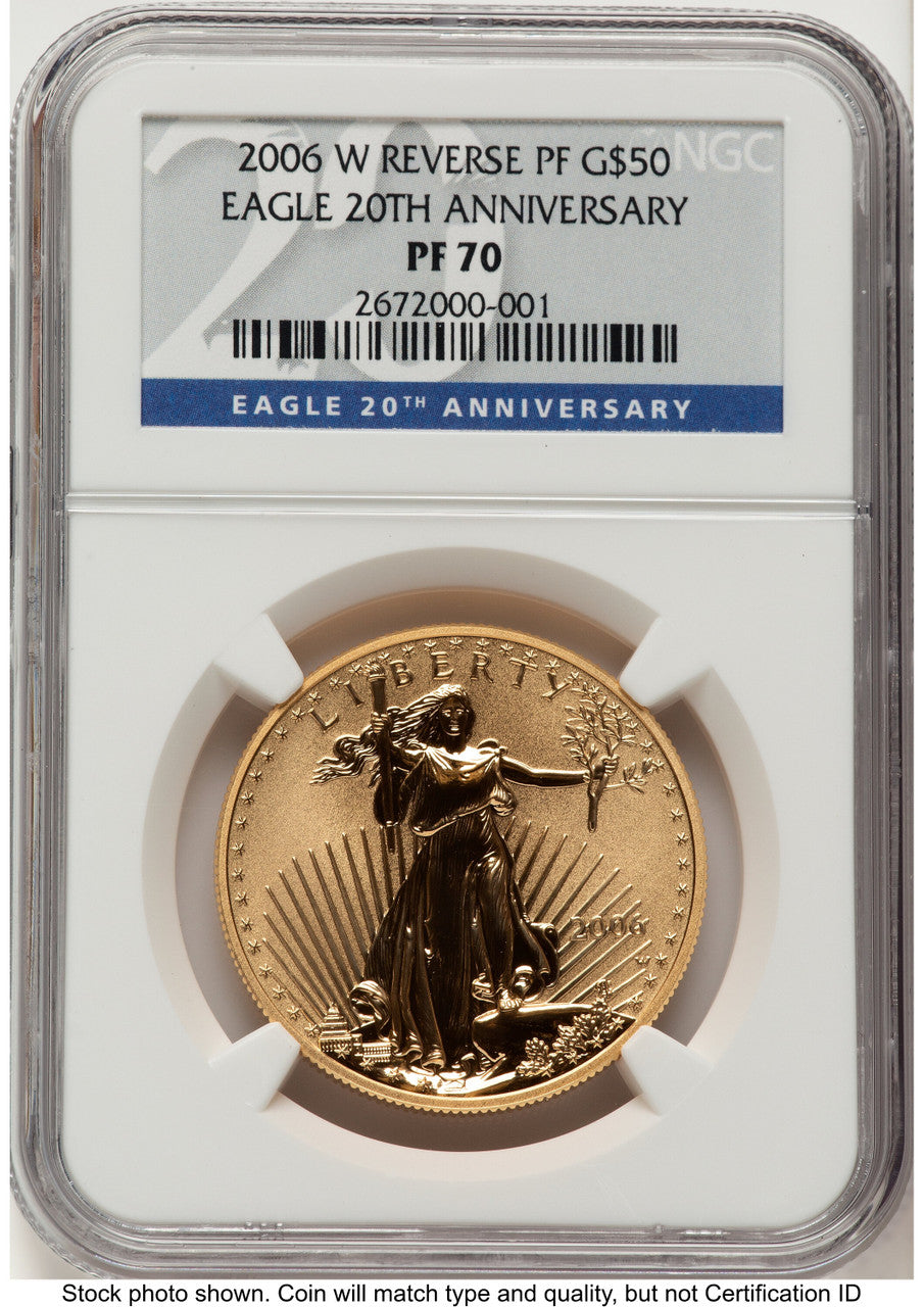 2006-W Reverse Proof Gold Eagle 1 oz 20th Anniversary NGC PF70