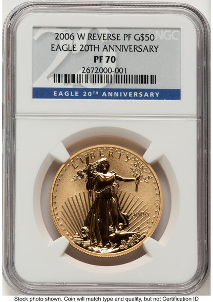 2006-W Reverse Proof Gold Eagle 1 oz 20th Anniversary NGC PF70