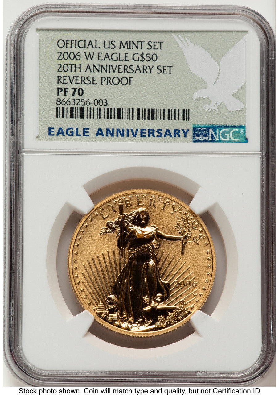 2006-W Reverse Proof Gold Eagle 1 oz Eagle Anniversary Label NGC PF70