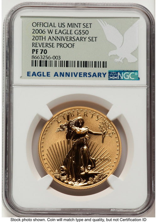2006-W Reverse Proof Gold Eagle 1 oz Eagle Anniversary Label NGC PF70