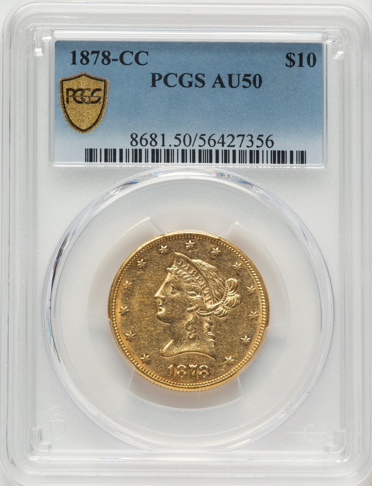 1878-CC $10 Liberty Eagle PCGS AU50