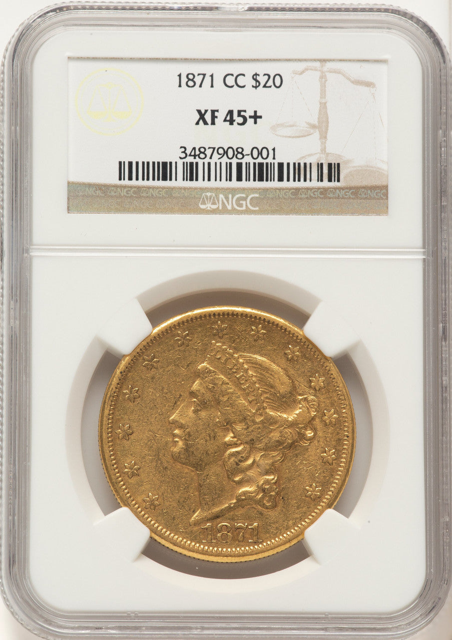 1871-CC $20 Liberty Double Eagle NGC XF45+