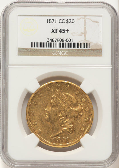 1871-CC $20 Liberty Double Eagle NGC XF45+