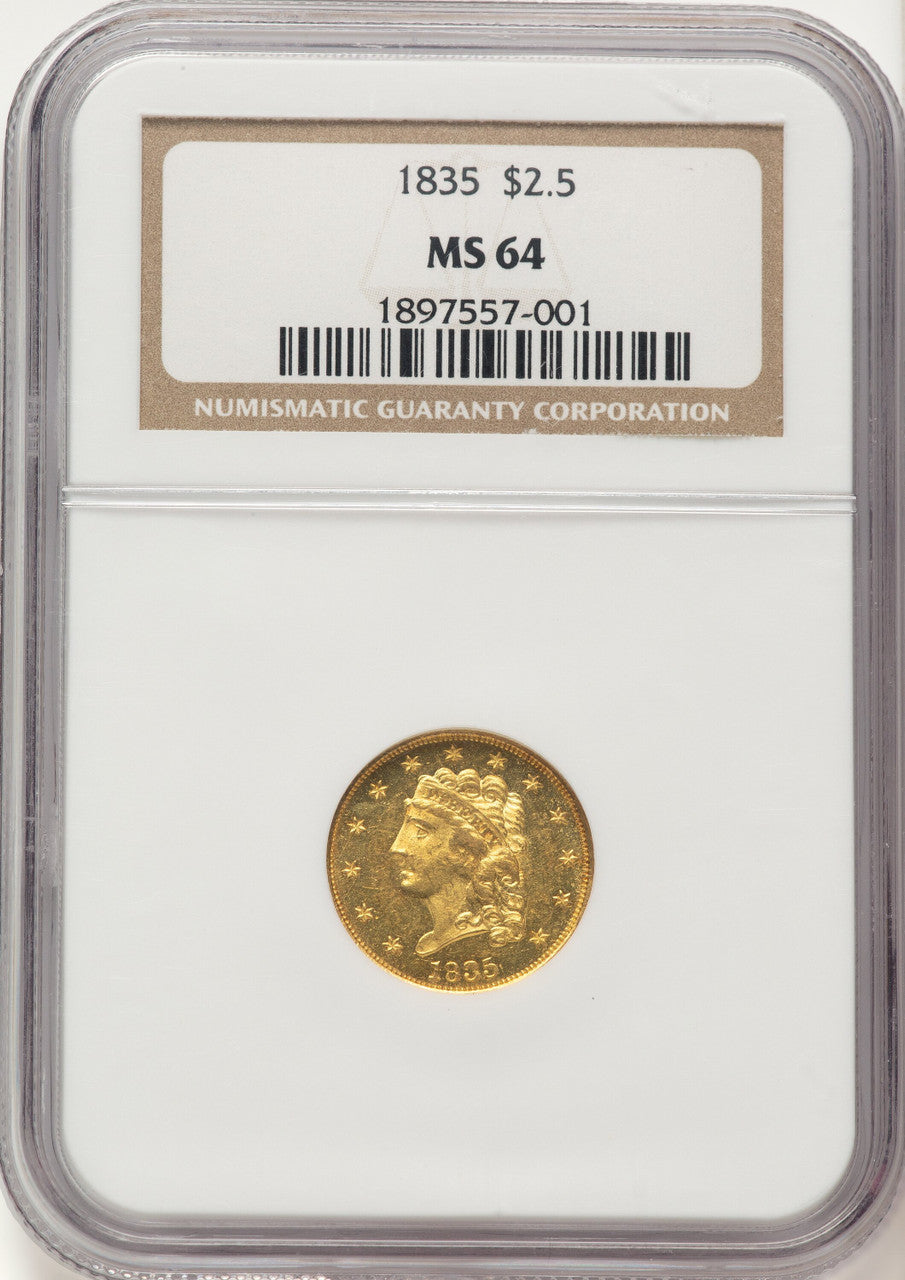 1835 $2.50 Classic Quarter Eagle NGC MS64