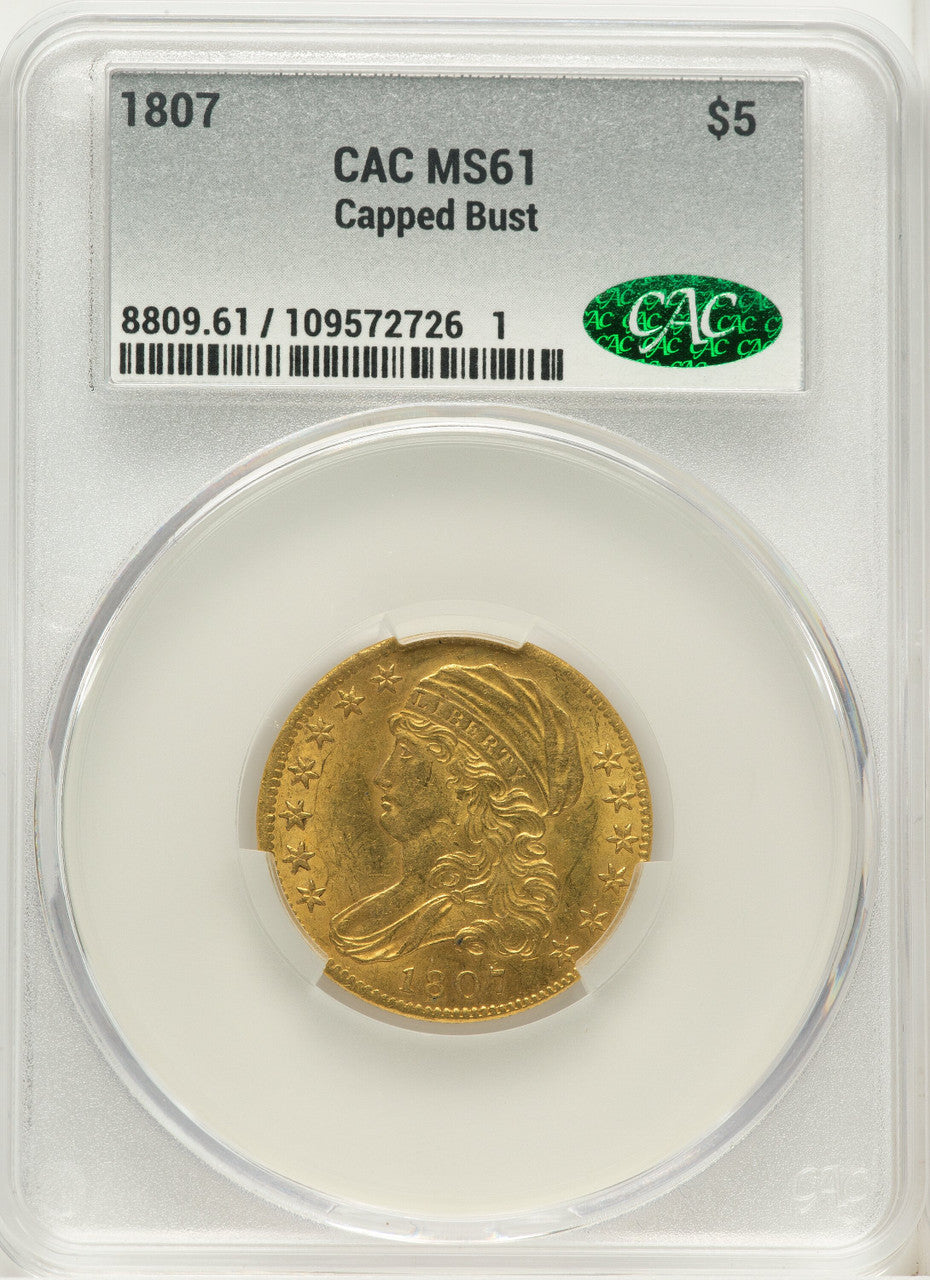 1807 $5 Bust Left CACG Secure Early Half Eagle CACG MS61