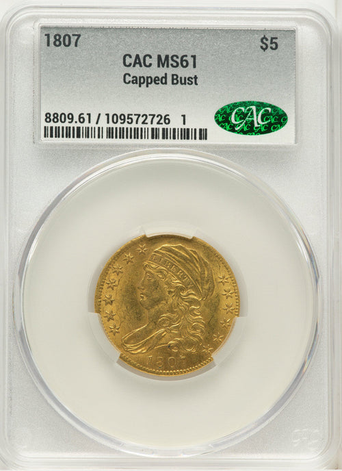 1807 $5 Bust Left CACG Secure Early Half Eagle CACG MS61