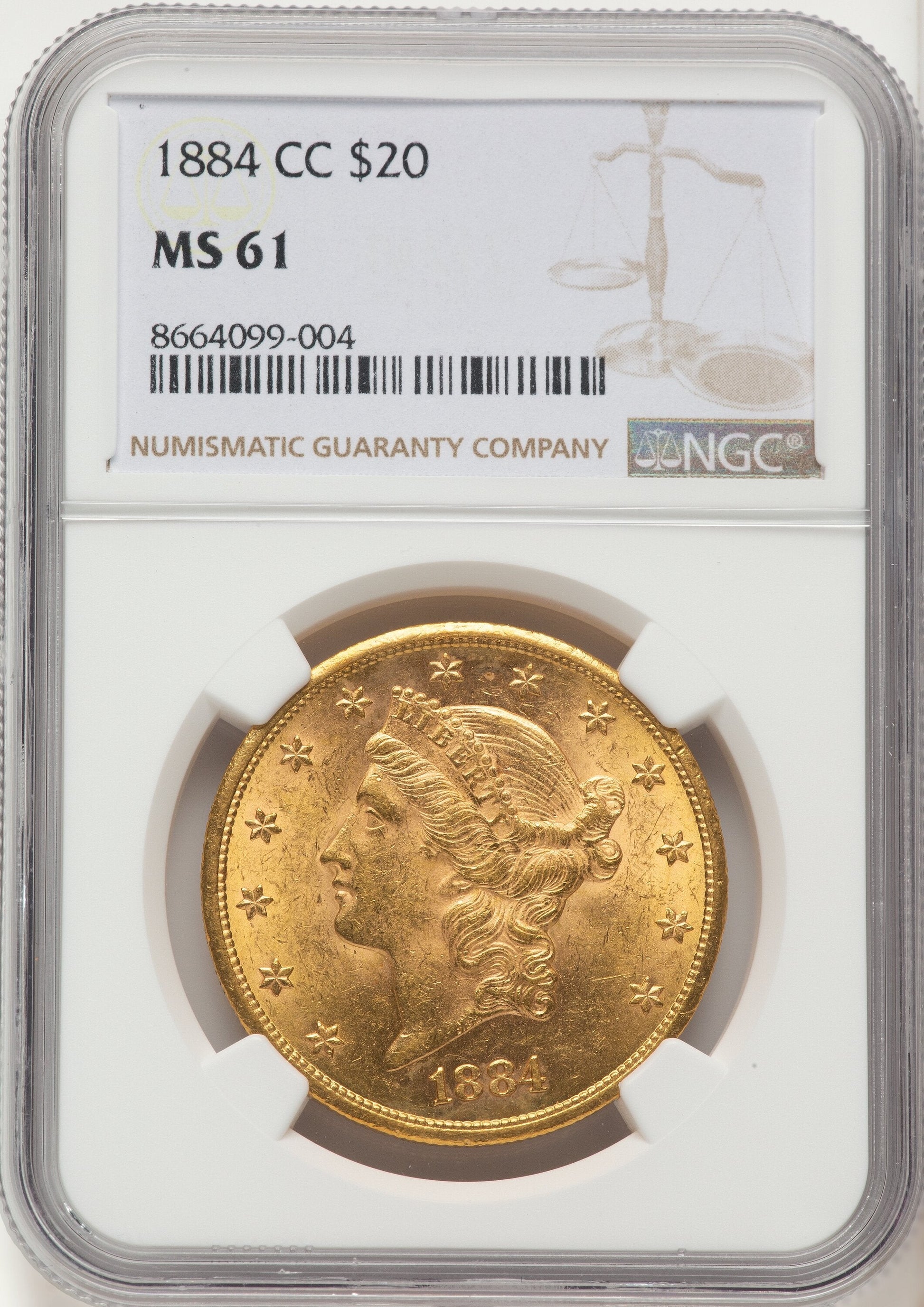 1884-CC $20 Liberty Double Eagle NGC MS61