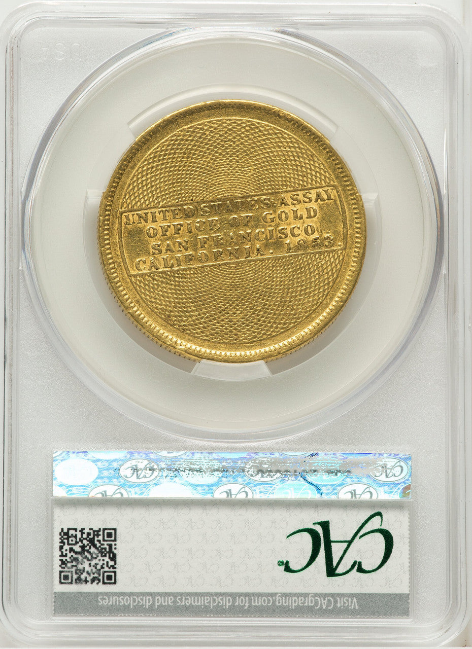 1853 $20 Assay Office 900 Thous. Territorial Gold CACG AU55