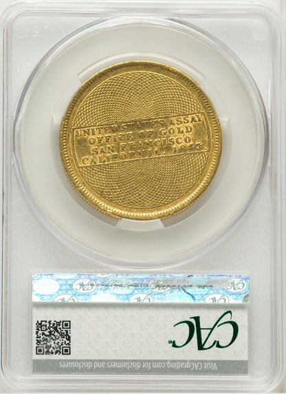1853 $20 Assay Office 900 Thous. Territorial Gold CACG AU55