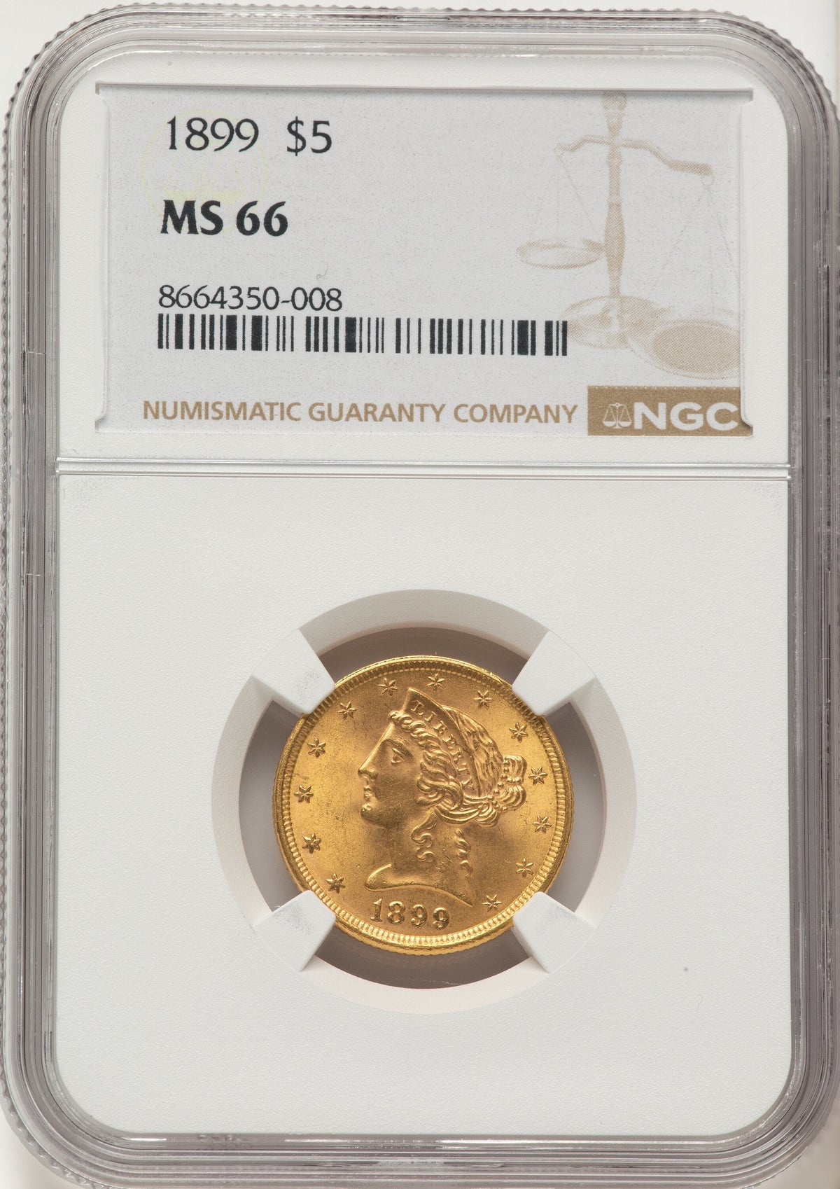 1899 $5 Liberty Half Eagle NGC MS66