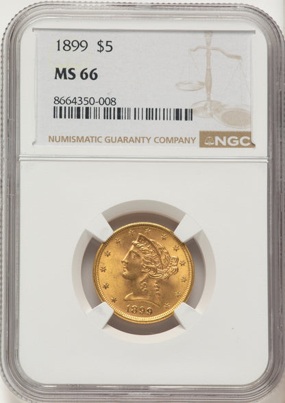 1899 $5 Liberty Half Eagle NGC MS66