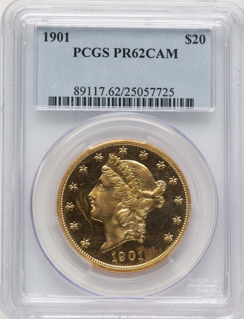 1901 $20 CA Proof Liberty Double Eagle PCGS PR62