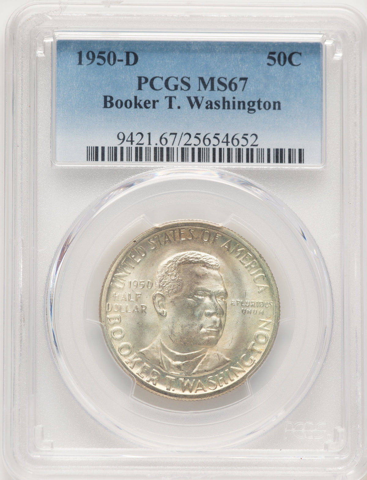 1950-D 50C Booker T. Washington Commemorative Silver PCGS MS67