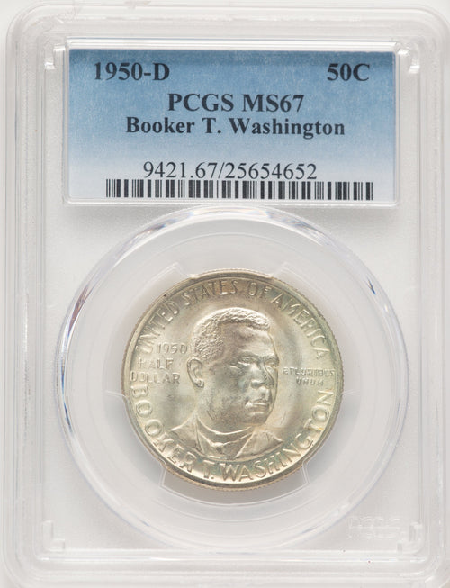 1950-D 50C Booker T. Washington Commemorative Silver PCGS MS67