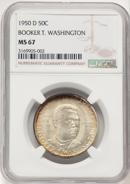 1950-D 50C Booker T. Washington Commemorative Silver NGC MS67