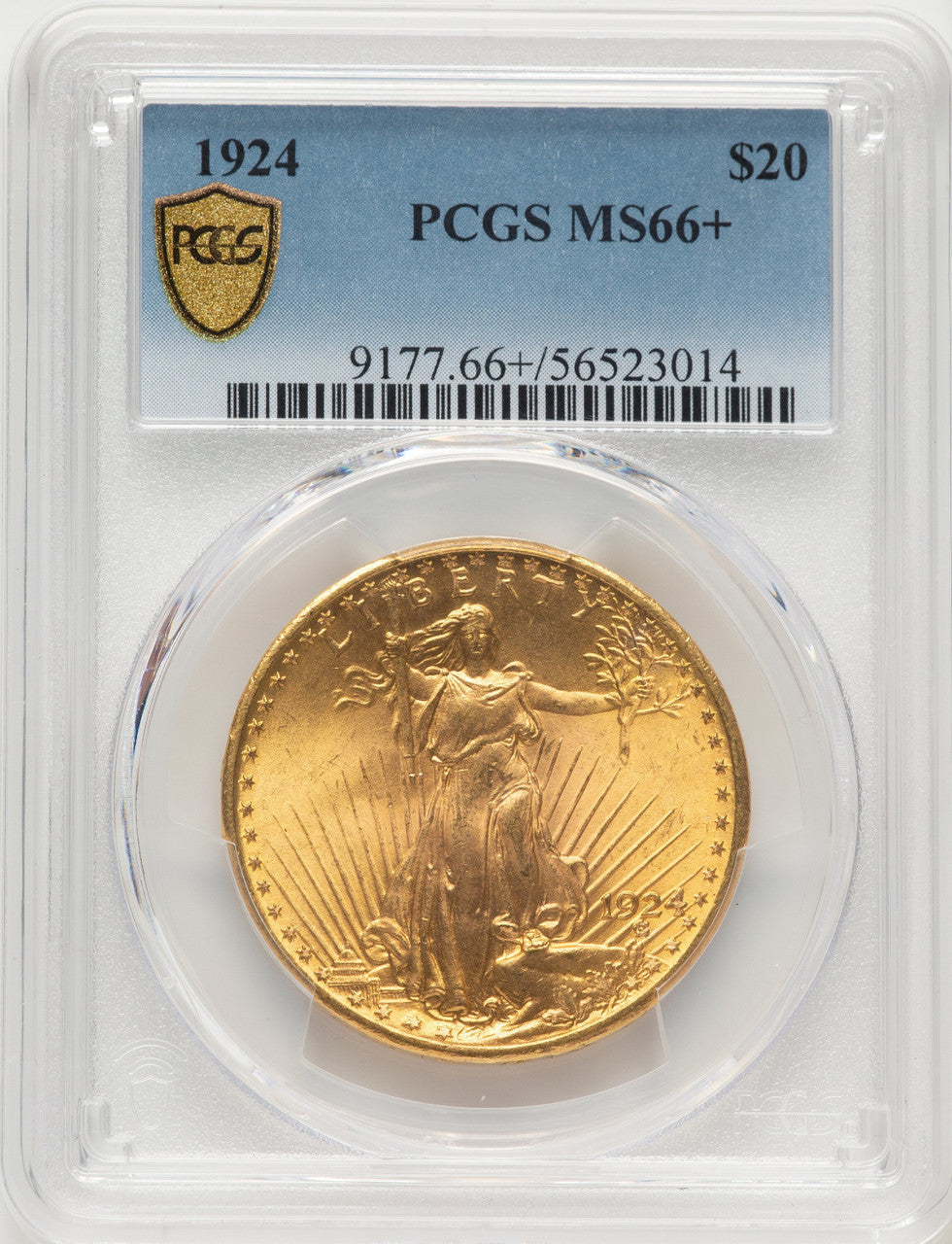 1924 $20 Saint Blue Gradient Saint-Gaudens Double Eagle PCGS MS66+