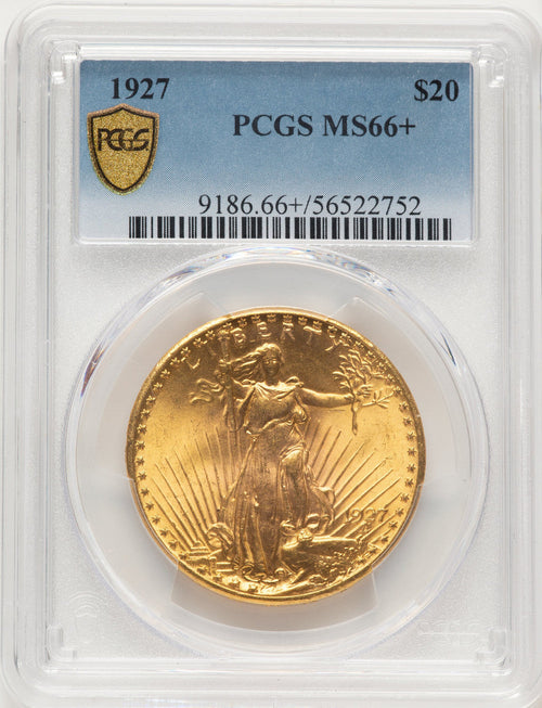 1927 $20 Blue Gradient Saint-Gaudens Double Eagle PCGS MS66+