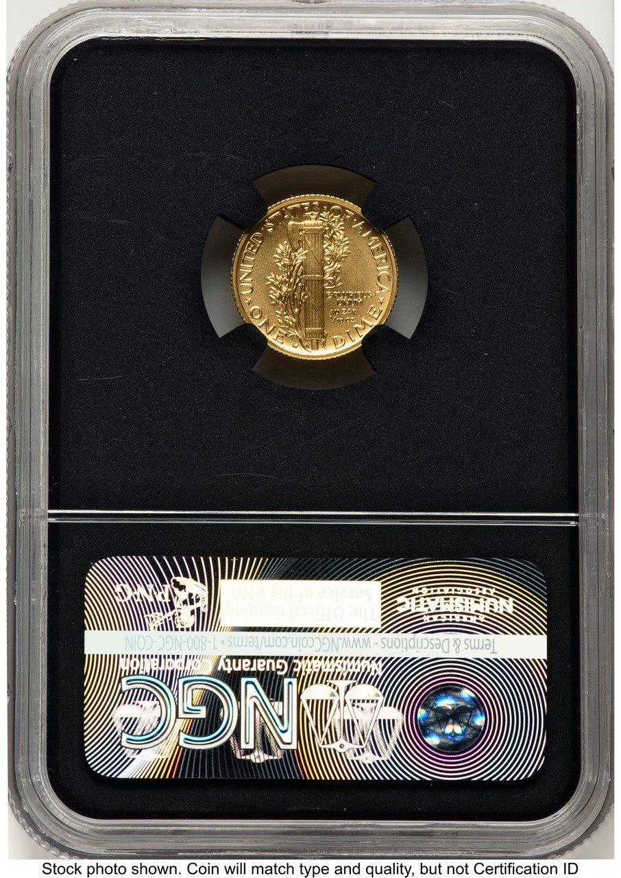 2016-W 10C Mercury Dime 100th Anniversary Gold Centennial FR 100th Anniversary NGC MS70