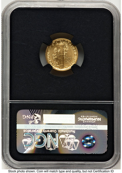 2016-W 10C Mercury Dime 100th Anniversary Gold Centennial FR 100th Anniversary NGC MS70